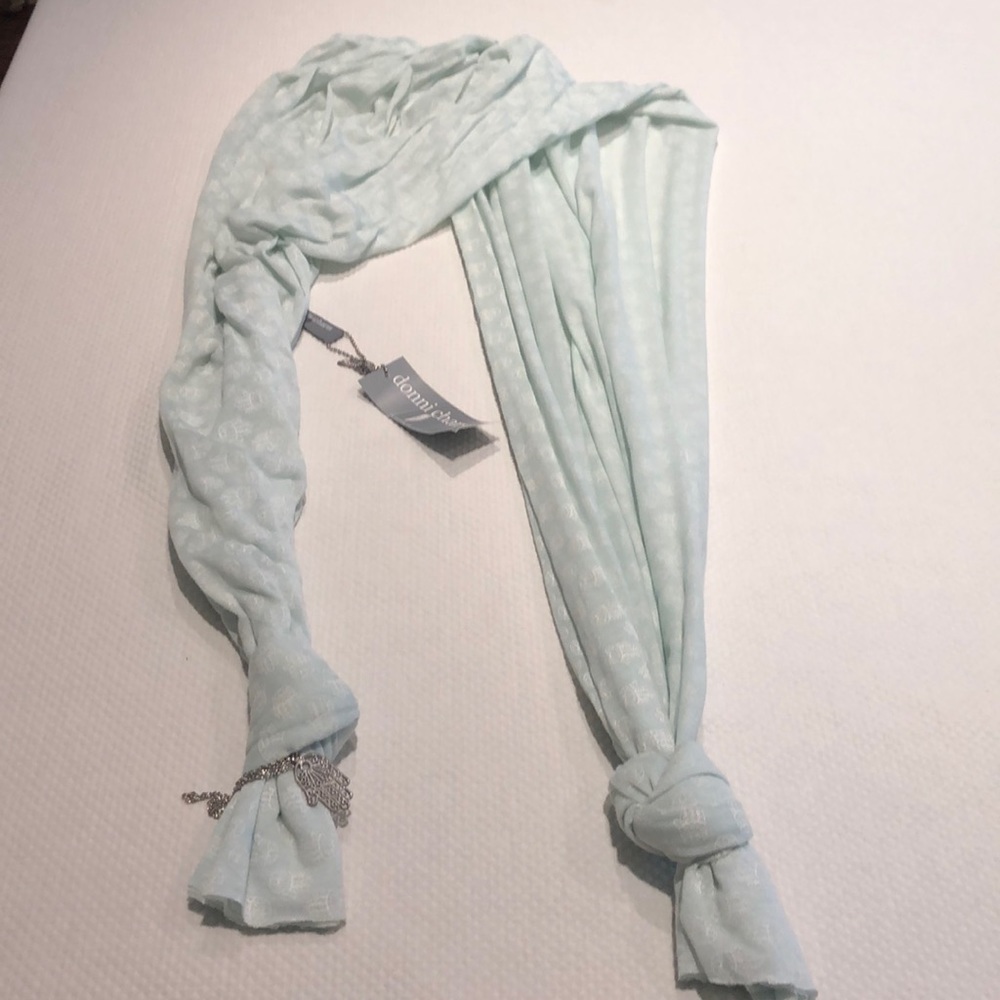 Pale mint scarf with hamsa pattern